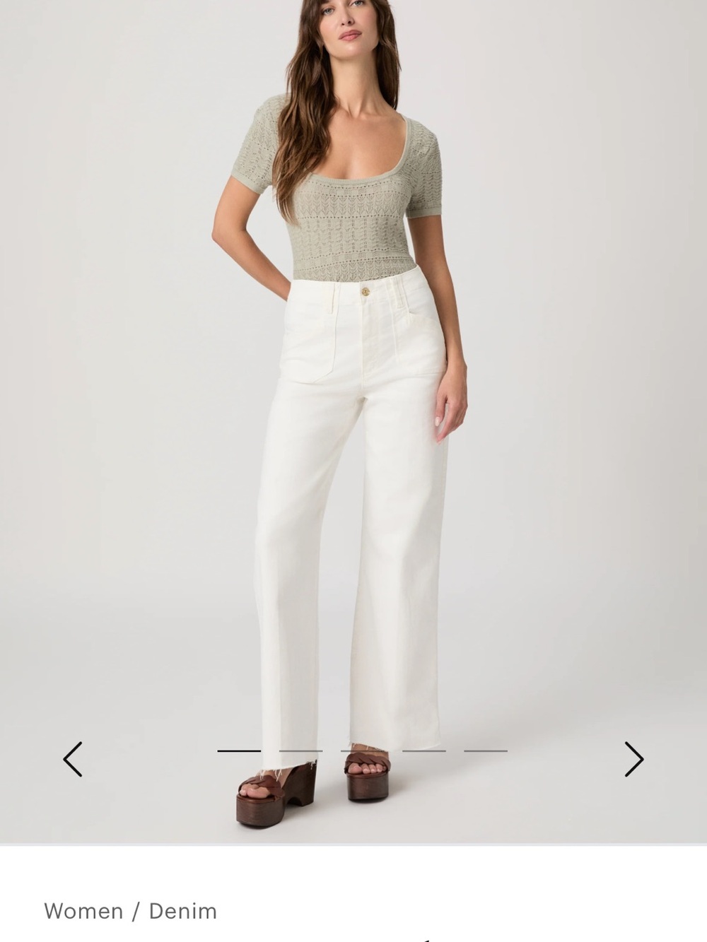 PAIGE Off-White High-Rise Wide Leg Jeans